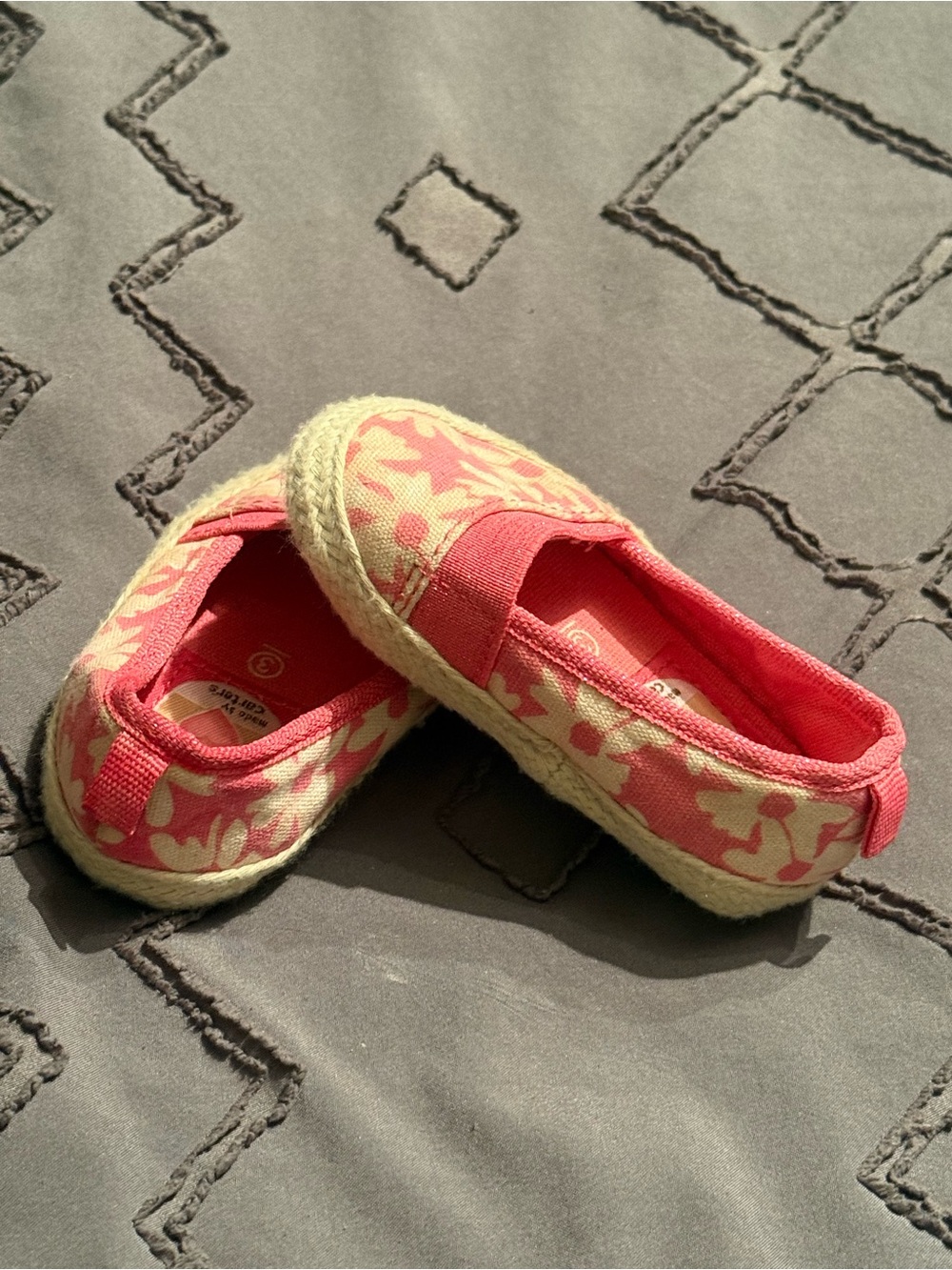 Carter's Coral and Cream Floral Slip-On Baby Shoes